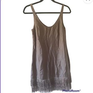 Twelfth Street by Cynthia Vincent gray fringe mini dress